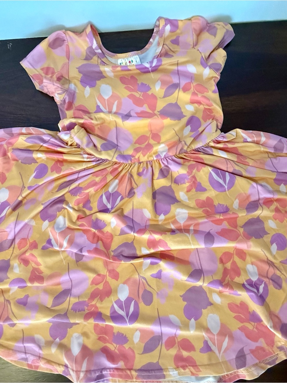 Girls' Floral Pink & Yellow Short-Sleeve Dot Dot Smile Dress